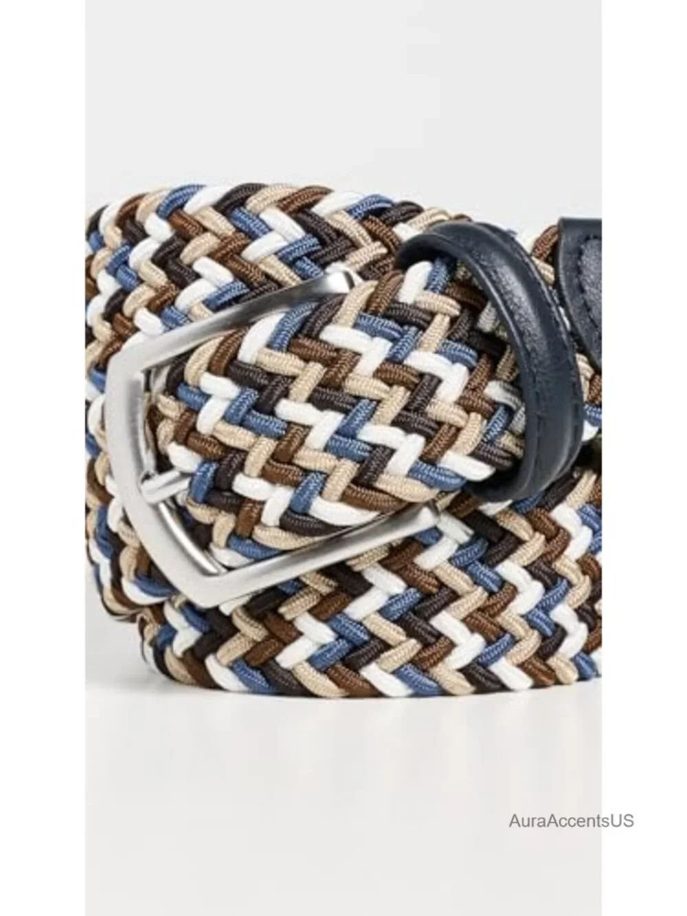 Men's Braided Nylon Belt with Silver-Tone Buckle
